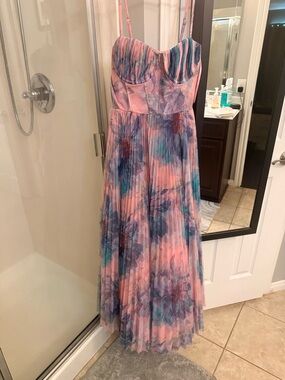 Anthropologie Hutch Amara Corset Pleated Tulle Fit & Flare Midi dress